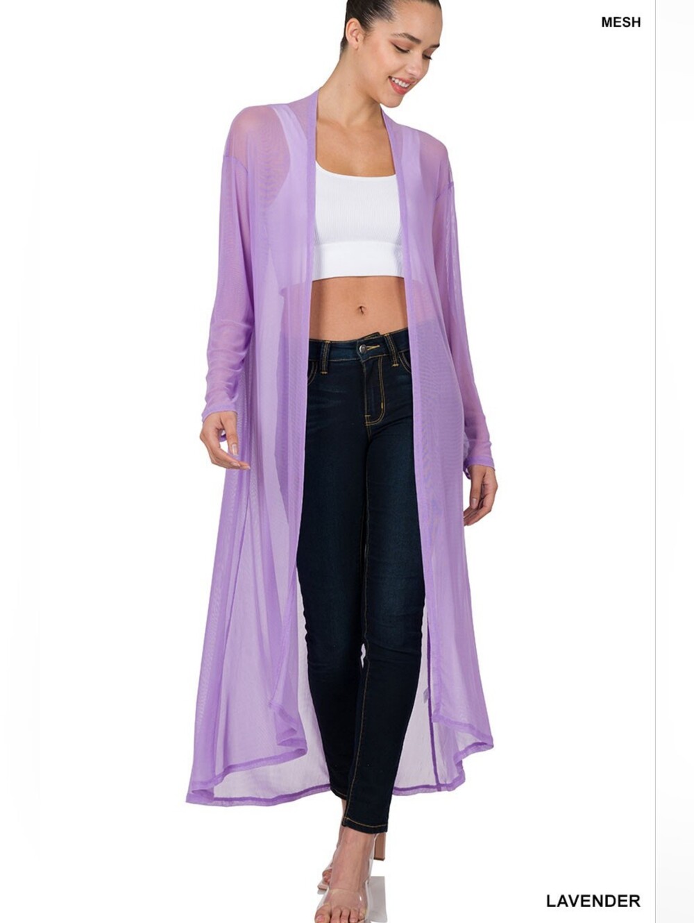 Zenana Mesh Open Front Summer Cardigan - Picture 7 of 9